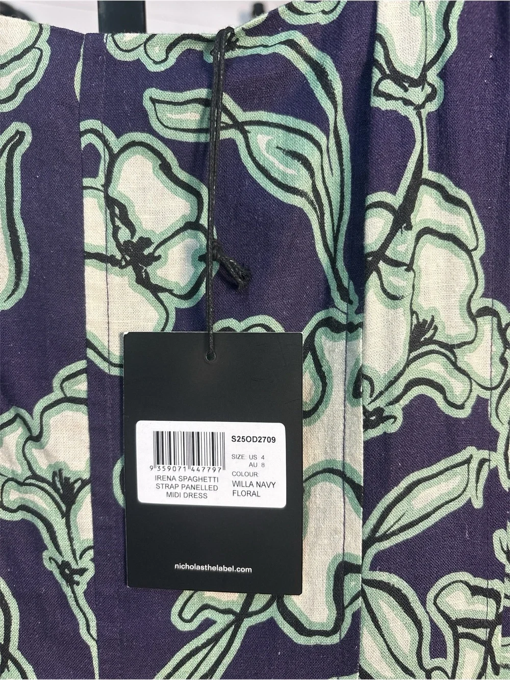 Nicholas Irina Paneled‎ Floral Maxi Dress Willa Navy MSRP $495 Size 4